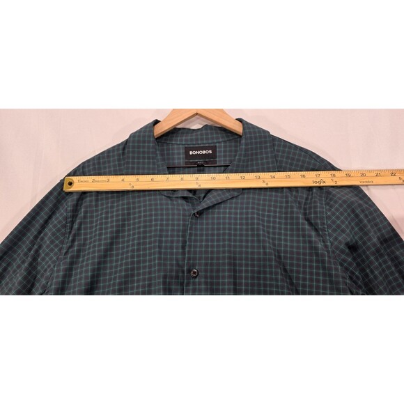 Bonobos Mens Tech Shirt Long Sleeve Button Up Slim Fit Performance Green Navy XL - Picture 9 of 12